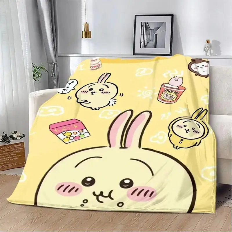 Chiikawa Cute Cartoon Printed Blanket - Soft, Comfortable, Warm - Ideal for Home, Travel - Perfect Birthday Gift for Kids