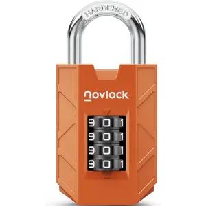 Combination Lock for Locker, 4-Digit Padlock with Code for Gym, School, Home & Work, 1-Pack, Orange