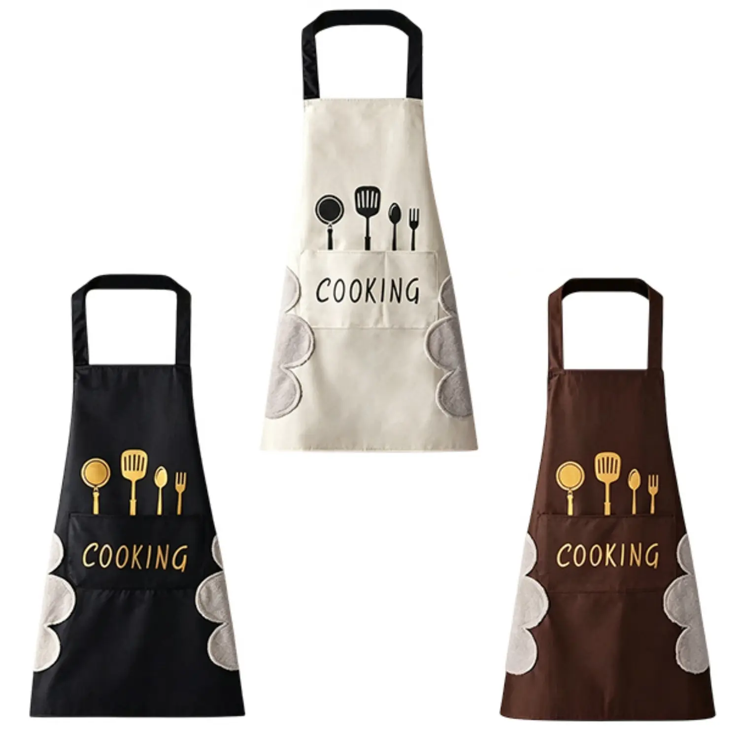 3 Pieces Kitchen Apron for Women & Men, Waterproof Bib Aprons with Pockets, Adjustable Bib Aprons for Cooking, Baking, BBQ, Household Cleaning
