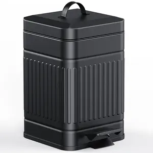 CEROELDA Small Trash Can with Lid-5L/1.3 Gal,Stainless Steel Outdoor Dog Poop Garbage Can-Farmhouse Retro Metal Waste Bin w/Step Pedal for Bathroom Bedroom Office-Soft Close