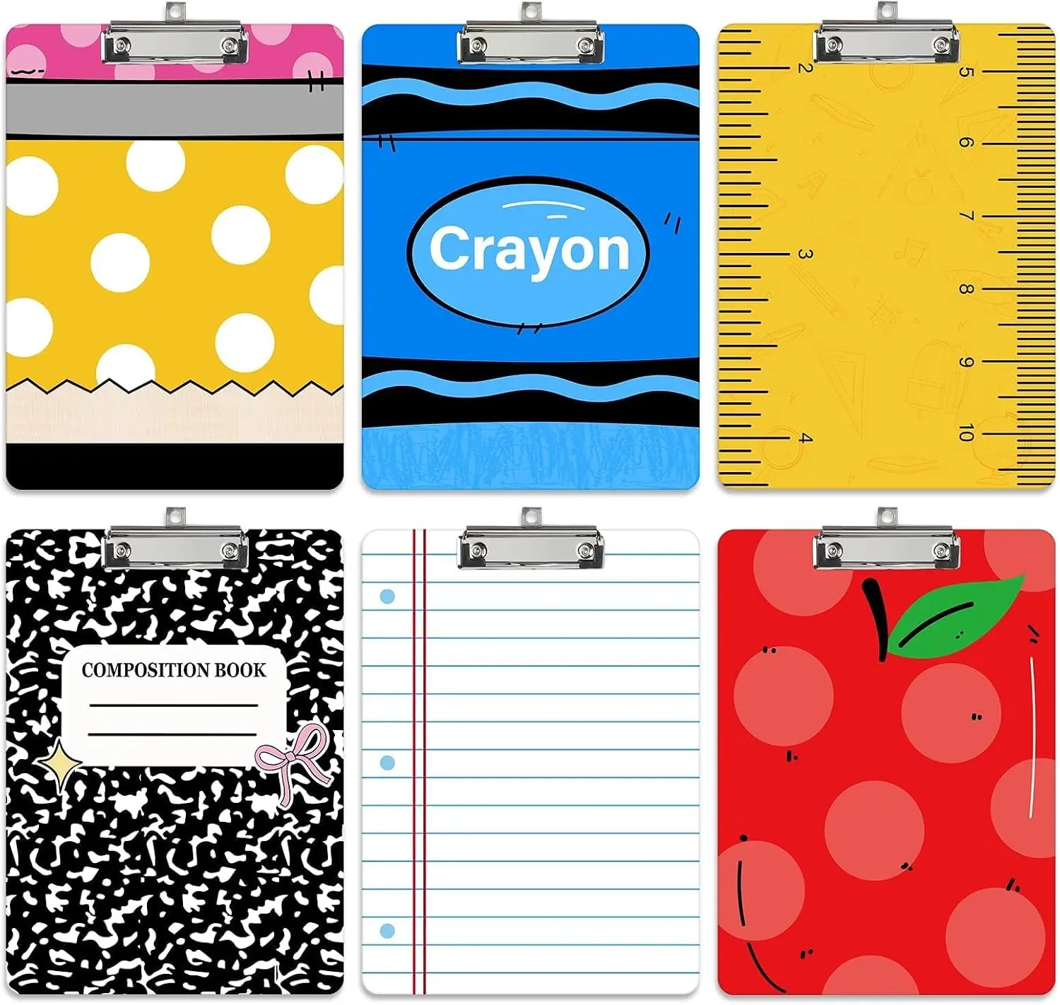 6 Pcs Teacher Clipboard Bulk Teacher Appreciation Gift Cute 12.5 x 9 Inch Large Thickened Acrylic Clip Boards with Low Profile A4 Size Clipboards for Classroom Office School Teacher Supplies