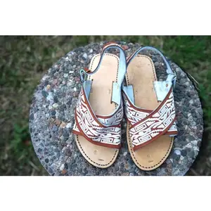 Huarache Cruzado Bordado Piteado Cafe Footwear Walking Shoes Sandal Shoe Leather