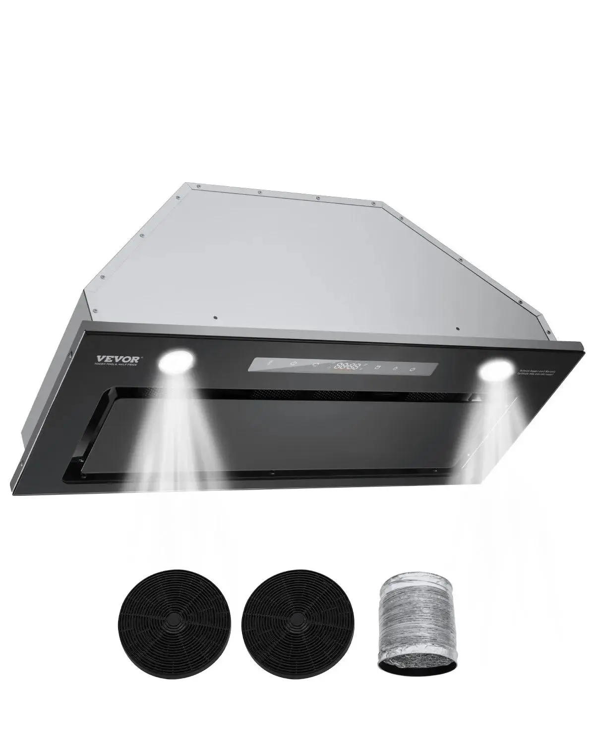 【Summerfinds】VEVOR Range Hood Insert,  30 Inch Built-in Kitchen Vent Hood, 800CFM Stainless Steel Stove Hood, with Gesture & Touch Control, LED Light, Baffle Filters, 4-Speed Exhaust Fan, Ducted/Ductless Convertible