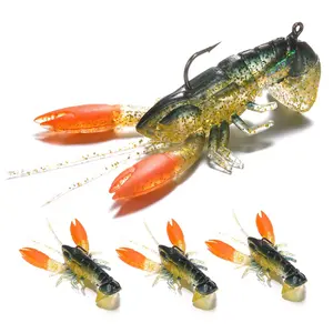 Bionic Crayfish Lure, Lifelike Crayfish Lures, Soft Fishing Lure Crawfish Bait Shrimp Lobster Claw Artificial Lure Swimbait, Attracting Fish - Fishing Tackles for Freshwater and Saltwater Bass, Trout, Catfish, Salmon