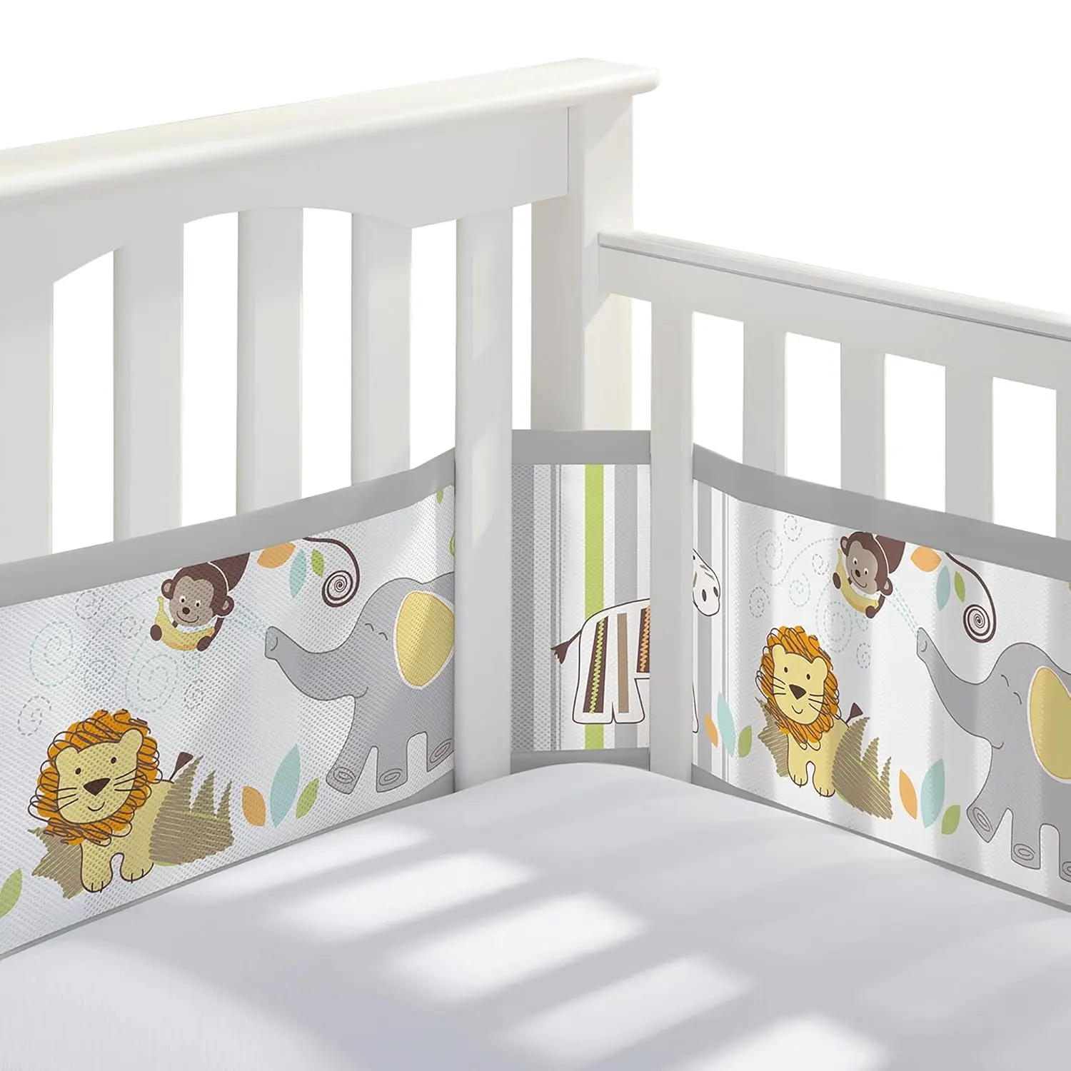 Breathable Mesh Liner  Full-Size Cribs, Classic 3mm Mesh, Safari Fun Too (Size 4FS Covers 3 or 4 Sides)