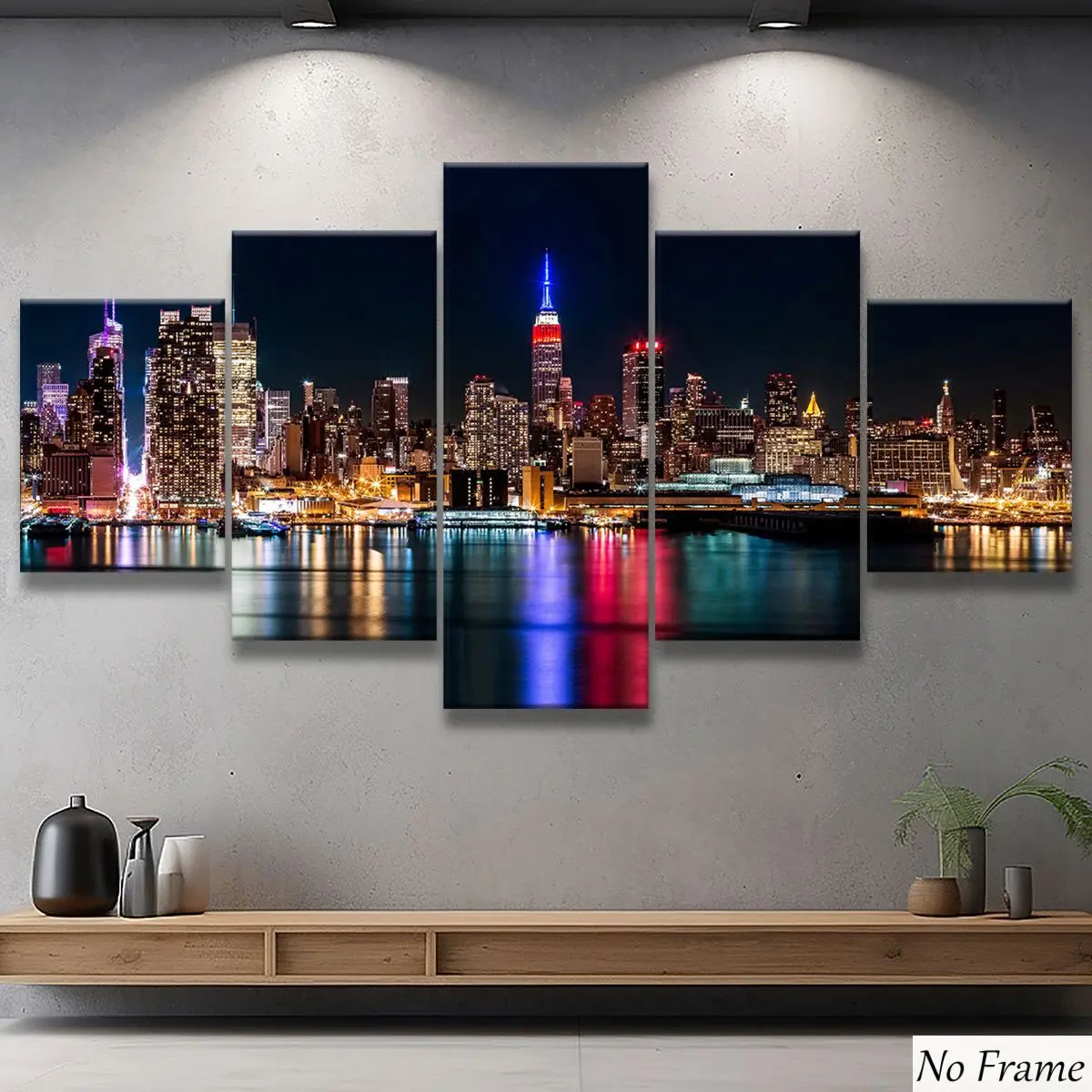 5 Piece Set, Night City Skyline Poster Print, Modern Living Room Decor, Modern Home Decor, Waterproof Unframed Wall Art, Suitable for Bedroom, Office, Hallway