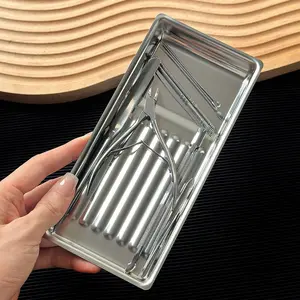 1pcs Nail Tool Disinfection Tray Thick Stainless Steel Beauty Dental Oral Alcohol Tool High Temperature Resistant Durable Practical Manicure