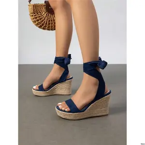 sPlatformWedgesSandalsOpenToeEspadrillesTieLaceUpCuteFashionAnkleStrapDressySummerShoes Women