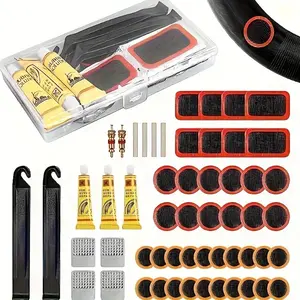 High-Quality Bicycle Tire Repair Kit, Durable Flame Adhesive Patch, Metal Grinding Tool, PP Flat Screwdriver, Scraper Included