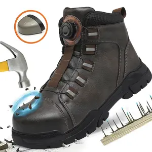 Hello MrLin Steel Toe Boots for Men Women Comfortable Lightweight Work Boots for Men Slip Resistant High Top Steel Toe Safety Shoes Puncture Proof Indestructible Construction Shoes