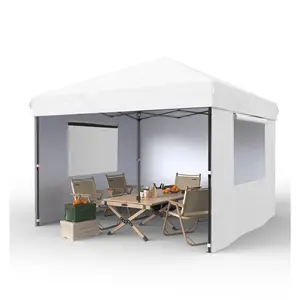 10x10 FT Heavy Duty Pop Up Canopy Tent, Waterproof Outdoor Shelter with 3 Sidewalls & Adjustable Height, Easy One-Person Setup for Patio Garden Camping Events outdoorgazebos