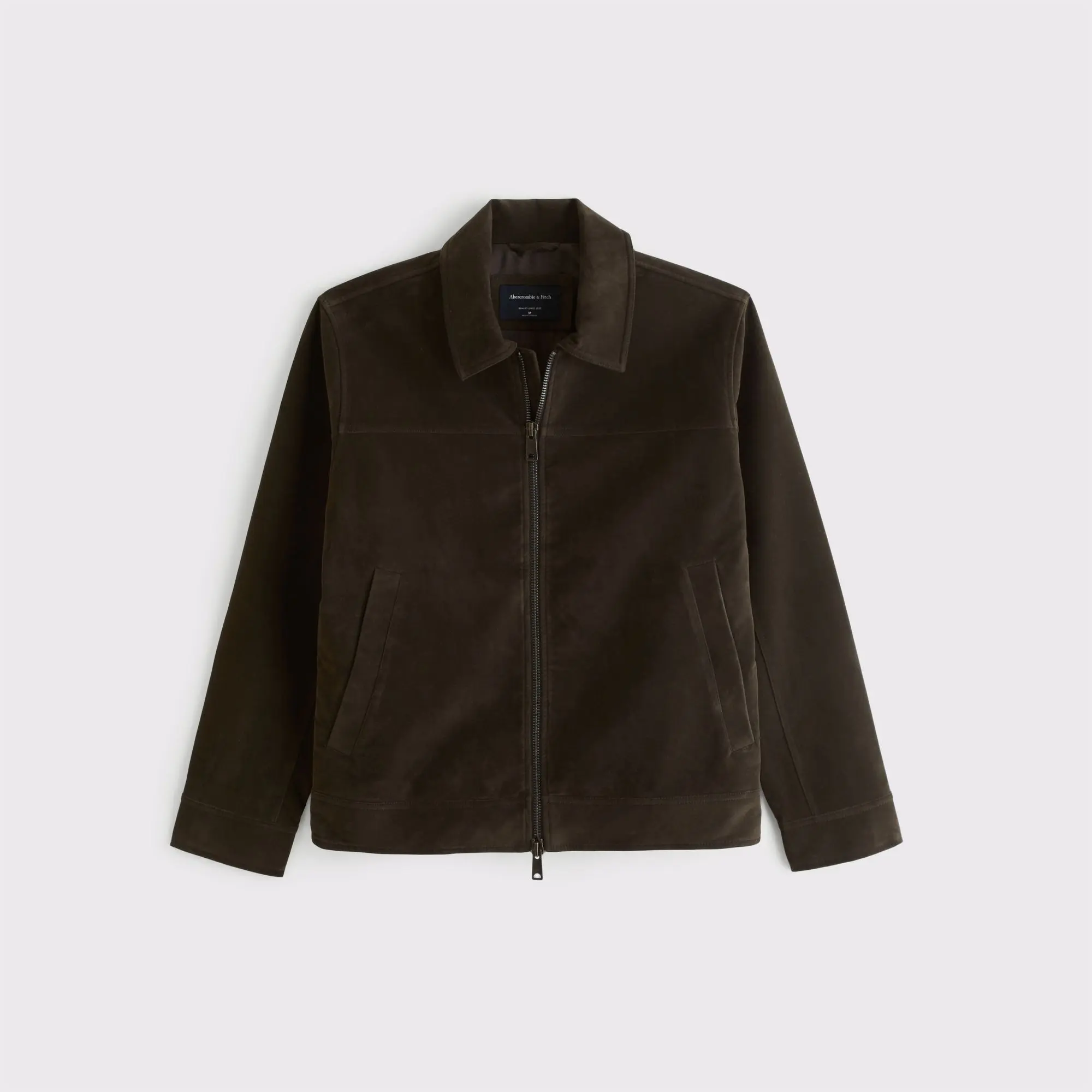 Abercrombie & Fitch Easy Vegan Suede Zip Trucker Jacket