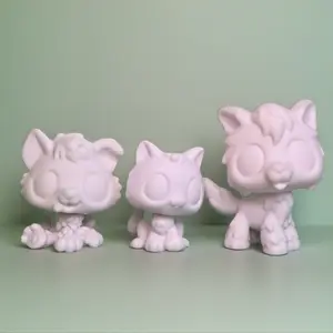 3 Pcs DIY Custom Blank Bobble-Head Animal Action Figure Kit with White Base Model, Painting Crafts Props, Birthday Cake Topper, Trendy Accessories, Xmas Gift for Kids