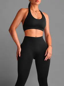 Sculpt Society Halter Sports Bra (Black)
