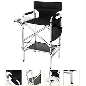 【Father's Day Gift】Outvita 31" Tall Aluminium Frame Folding Directors Chair with Side Table Summervibes