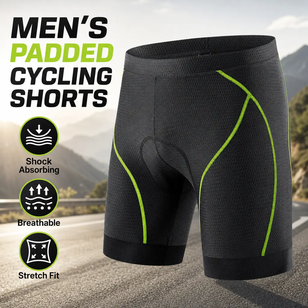 Male Mesh Panel Nylon Blend Biking Liner Shorts - Gel Padded, Breathable, Quick Dry, Shock-Absorbing, Stretch Fit Undershorts for Professional Cycling