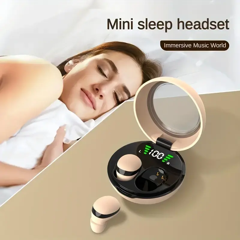 MINI Wireless Invisible Earbuds - Bean-Shaped In-Ear Design, Ear Pressure-Free for Side Sleep, High-Definition Calling, Music Playback, Compatible with iOS & Android, Holiday Gift Option, Not Water Resistant