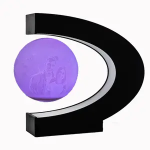 3D Printed Magnetic Levitation Moon Lamp Nightlight - C-Type, Floating Orb with Lunar Surface, Wireless Charging Space Theme Desk Lamp, Creative Home/Festive Decoration