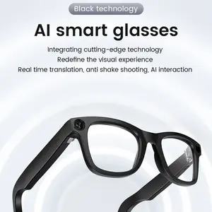 Evomi Intelligent Camera Glasses with 800W HD Camera, Surround Sound, Smart Polarized Lenses, Bluetooth Device, Touch-Control, Dual Interchangeable Lenses, Black Wearable