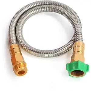 Metal Short Garden Hose 6 ft, 8 ft, 12 ft Flexible Stainless Steel Leader Hose Extension, Heavy Duty Water Hose Small Lightweight Hose Extender (6FT)