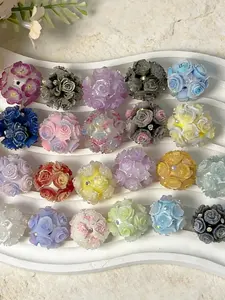 Rose Ball Clay DIY Bead Flowers, Elegant Floral Charms Making Supplies, Random Styles, 5/15/30/40 Pieces, All Seasons