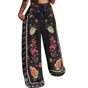 2025 Fashion Peacock Milk Silk Single-Sided Brushed Printed Long Pants