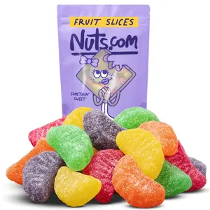 Nuts com Fruit Slice Candy - Assorted Gummy Fruit Slices, Sugar Coated Jelly Candy, Candied Fruit Slices Mix, Cherry Orange Lemon Grape Lime, Jellied Fruit Slices Candy, 13 oz