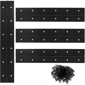 4 Pack 12 Inch Heavy Duty Black Stainless Steel Piano Hinge, 2" Open Width Continuous Hinge for Cabinet Door Cases Woodworking Furniture Storage Boxes with 48pcs Screws