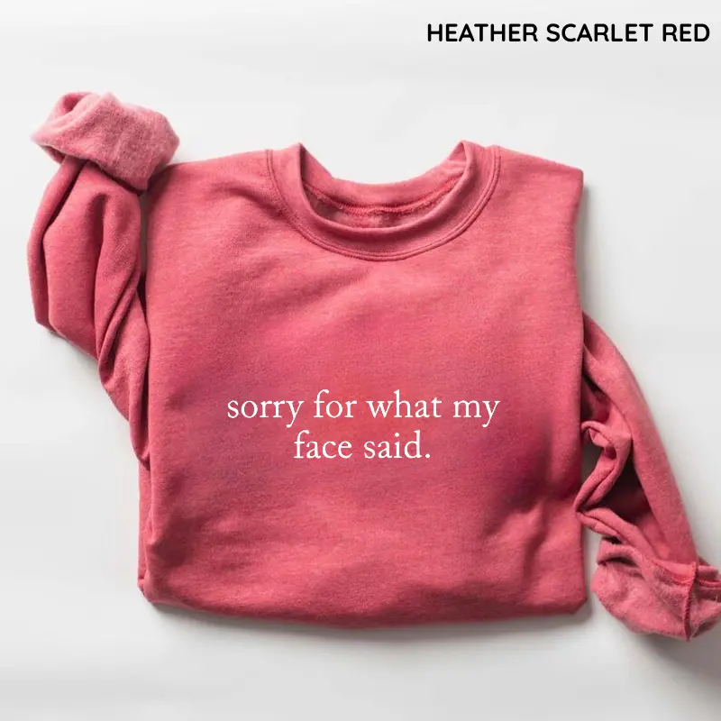 Sorry For What My Face Said Sweatshirt, Funny Quote Sweater, Sarcastic Sweatshirt, Gift For Her Pullover Shirt Womenswear