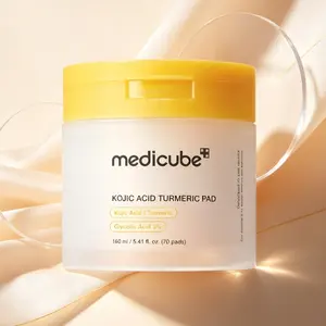 Medicube Kojic Acid Turmeric Toner Pads 70 Pads With Niacinamide Glycolic Acid Gentle Exfoliating Clarifying Facial Pads Soothe Irritated Skin Calm Redness Post Spot Treatment Fade Dark Spots Refine Rough Texture Korean Beauty Skincare