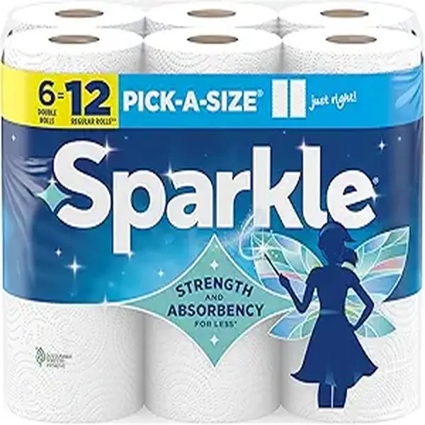 2-Ply Paper Towels Wipes, 6 Double Rolls, 660 Total Sheets, Strong & Absorbent Kitchen Cleaning Towels for Spills, Grease & Everyday Household Messes