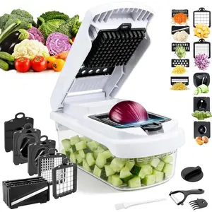 18-in-1 Vegetable Chopper Mandoline Slicer for Kitchen, Food Chopper with Container, Veggie Cutter, Onion Mincer Tomato Dicer, Fruit Slicer Spiralizer, Cheese Grater, Kitchen Gadgets House Essentials