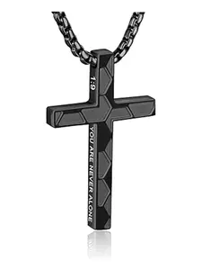 Soccer Bible Verse Cross Necklace for Boys Men 316L Stainless Steel Chain Pendant Cuban Link Design Religious Christian First Communion Confirmation Jewelry Graduation Christmas Gift
