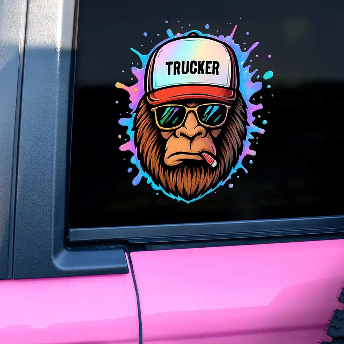 Bigfoot Car Decal, Cool Trucker Sasquatch Sticker, Lively Decals for Vehicles, Vinyl Waterproof Bumper Stickers for Car, Truck, Wall & Window