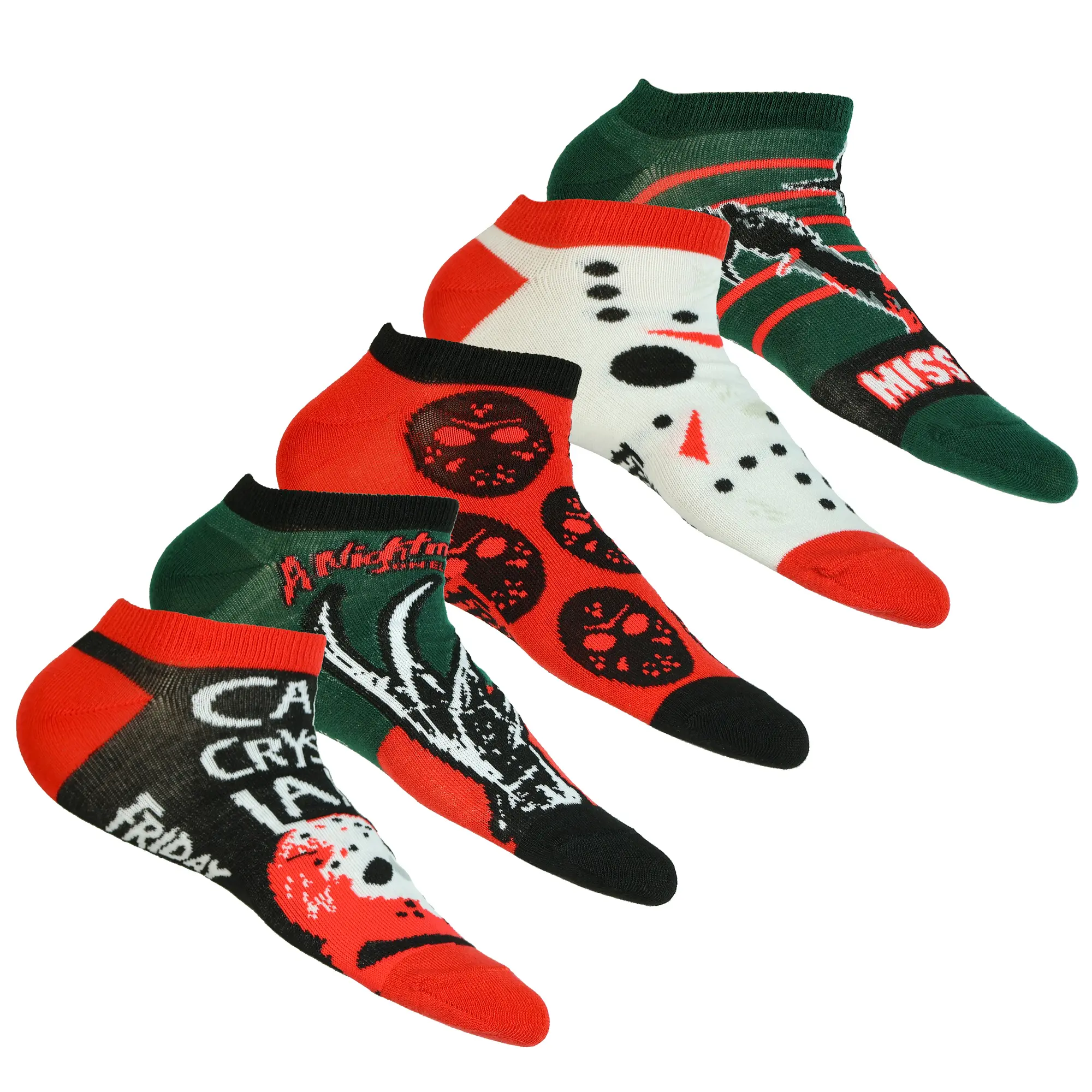 Friday the 13th and Nightmare on Elm Street Socks Women's 5-Pack Low Cut