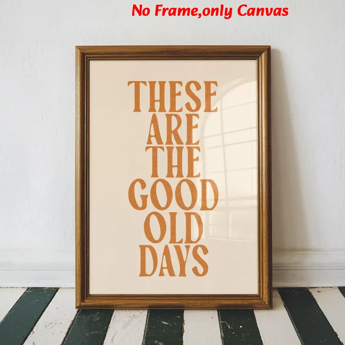 1pc, wall art, vintage poster, good old times quotes text print, yellow letters simple painting, bedroom decor, living room decor aesthetic, room decor, housewarming gift, frameless, Quote Prints, Artwork, Decoration