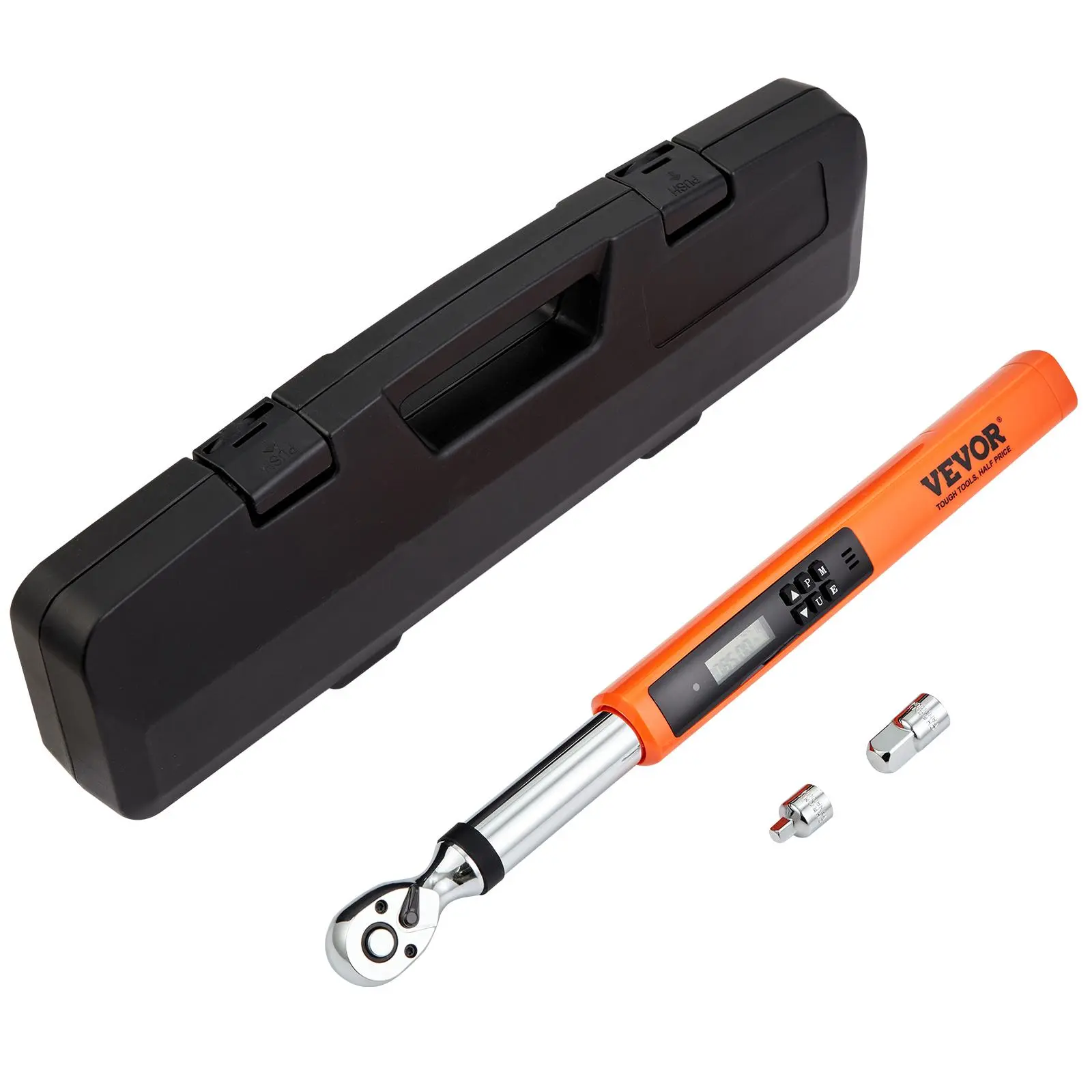 【summerfinds】VEVOR Digital Torque Wrench, 3.7-37ft.lb/5-50n.m 3/8" Drive Electronic Torque Wrench, Torque Wrench Kit Torque Range Accurate to ±2%,  3-Mode Adjustable Torque Wrench Set with LED Buzzer Calibration