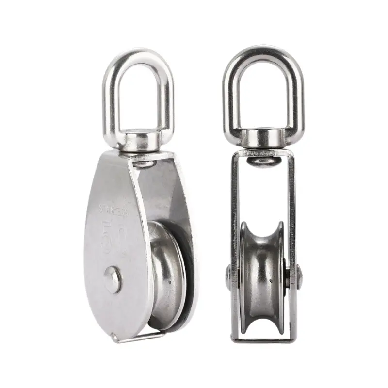 M15 304 Stainless Steel Pulley, 360° Swivel Silent Bearing, 80LBS Load Capacity, U-Shaped Rope Wheel for Home Gym, Outdoor Camping, Lifting
