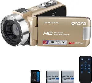 ORDRO Video Camera Camcorder 1080P 30FPS Digital Camera, IR Night Vision Vlogging Kids Video Camera for Beginners YouTube, 3.0'' IPS Screen 18X Zoom Camcorder with 16G Card, 2 Batteries affordable