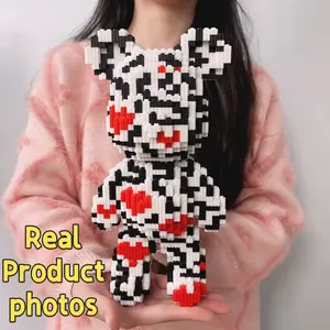 Zebra Heart Bear Building Block 3D Puzzle Model, Stress Relief Toy, Indoor Decoration, Birthday Christmas New Year Gift, Surprise Friend, Creative Puzzle