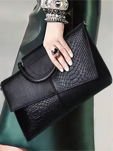 Women's Woven Leather Crossbody Bag Fashion Trendy Versatile Handbag Crossbody Shoulder Bags with Crocodile Pattern Luxury Personality Clutch Pu Leather Crossbody Crossbody Clutch Purse Classic Flap Crossbody
