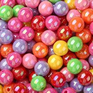 12mm  Beads Rainbow Colors Beads Ab Color Beads Round Bubble Beads for DIY Craft  Necklace Making (ab-Rainbow)