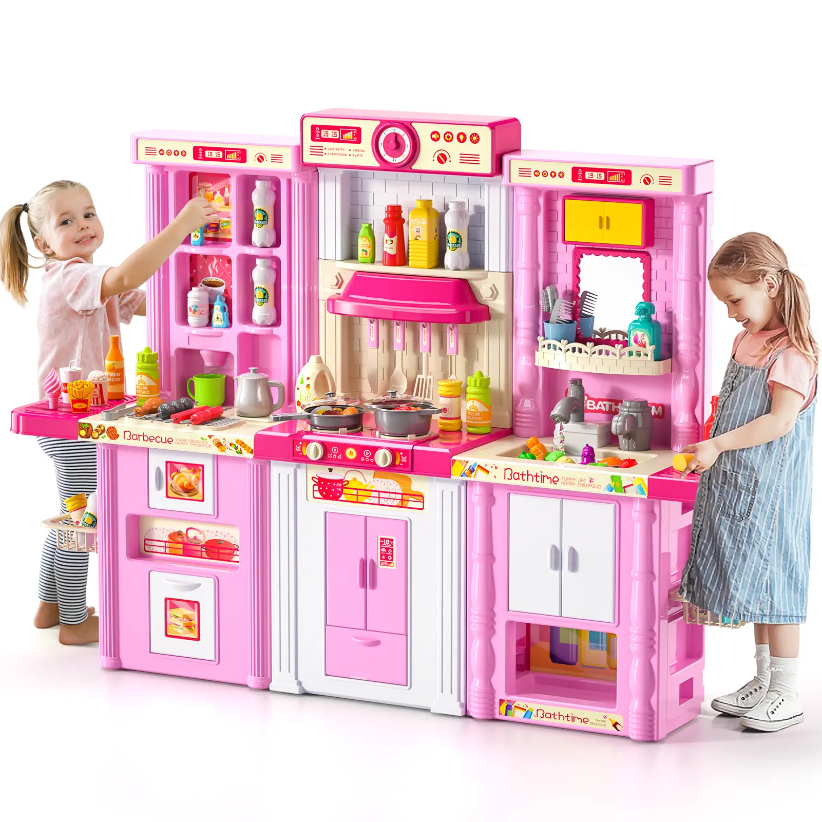 Unisex BPA-Free Simulation Kitchen Toy Set for Kids 6-8 Years Old - Multi-Functional Pretend Cooking Station with Flashing Lights, Fully Equipped Steamer, STEM Learning Educational Developmental Stress Relief Toy