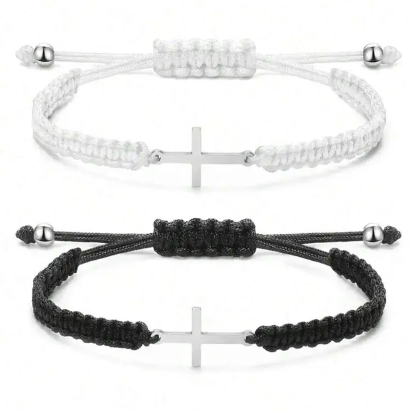 Cross-shaped braceletCouple Cross Bracelet Bundles Kit 2025 New Trendy Braid Stack Bracelet for Men & Women Fashion Matching Jewelry for Daily Wear, Party,  Streetwear Friendship Bracelet, Gift for Boyfriend & Girlfriend, Religion Best Wish Blessing