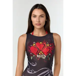 3 HEARTS' MESH DRESS COVER-UP
