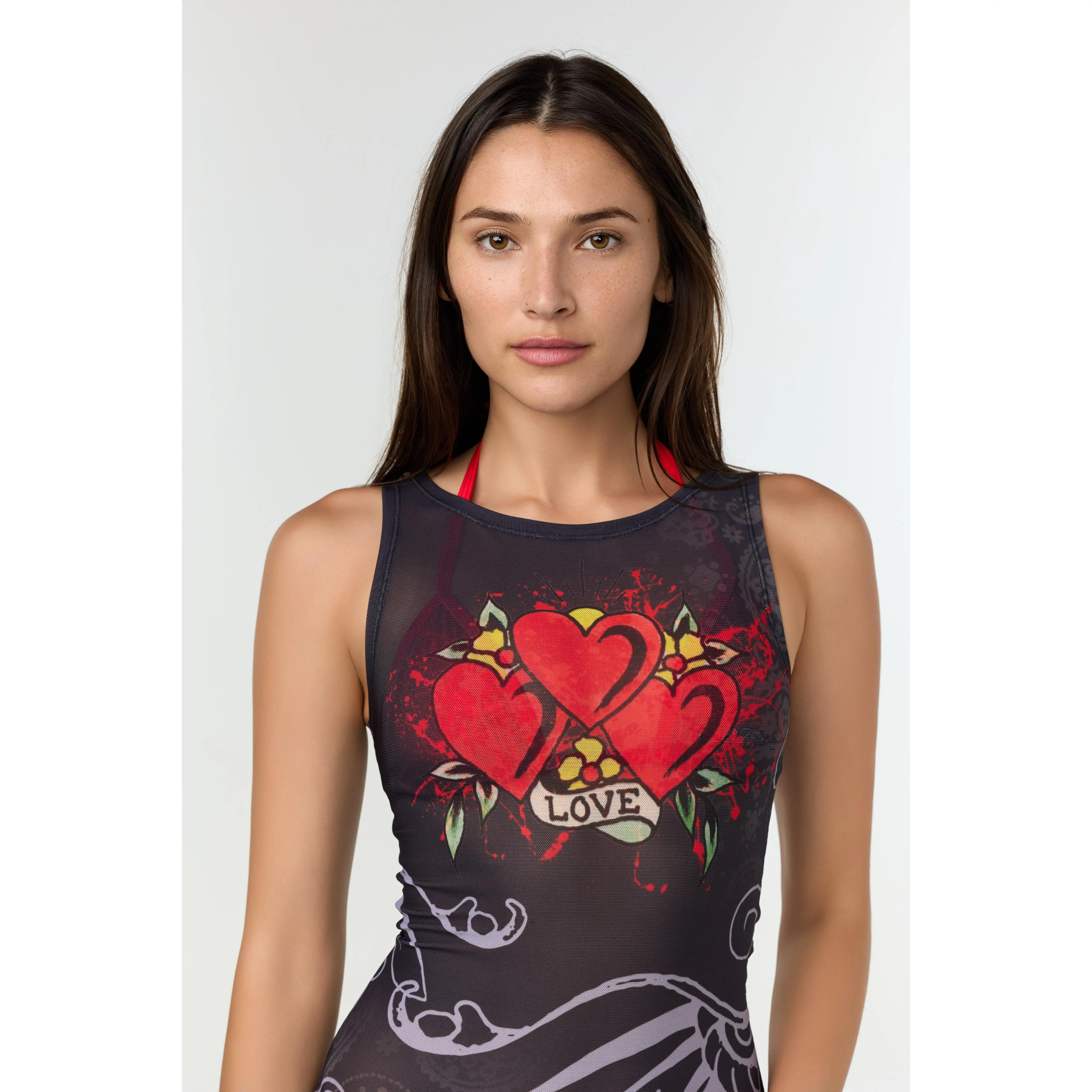 3 HEARTS' MESH DRESS COVER-UP