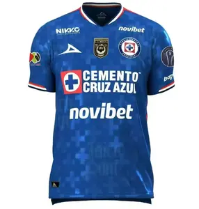 Customizable Pirma Men's Cruz Azul Home Jersey25/26 Champion 9 Liga BBVA Patches (Blue), america NAFU cup