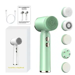 Portable 6-In-1 Rechargeable Sonic Cleaning Brush, Deep Cleansing Face Brush with LED Display, Skin Care Tool for Daily Use