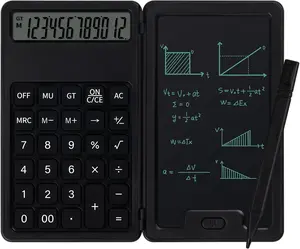 Desk Portable Basic Calculator with Notepad and Stylus, 12 Digit Large Display Multi-Function for Office, School,  & Basic Financial (Black)