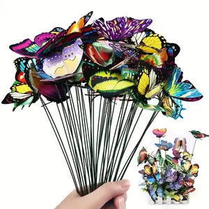 50 pieces of glow-in-the-dark artificial butterfly stakes, 3D plastic fake butterflies for garden lawns and flower pots, hanging decorations, waterproof outdoor decor